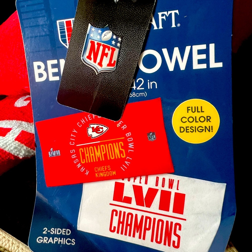 2 Kansas City Chiefs Bench Towels LVII Champions